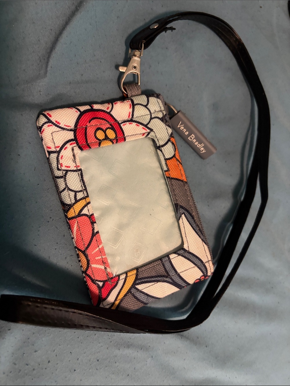 Vera Bradley Floral ID Lanyard Wristlet in Pink, Orange, Yellow, Navy